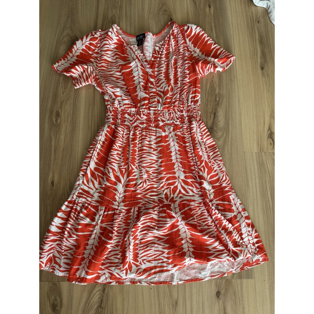 Nicole Miller‎ Women Dress Small Orange Printed  Blend Knee Length
